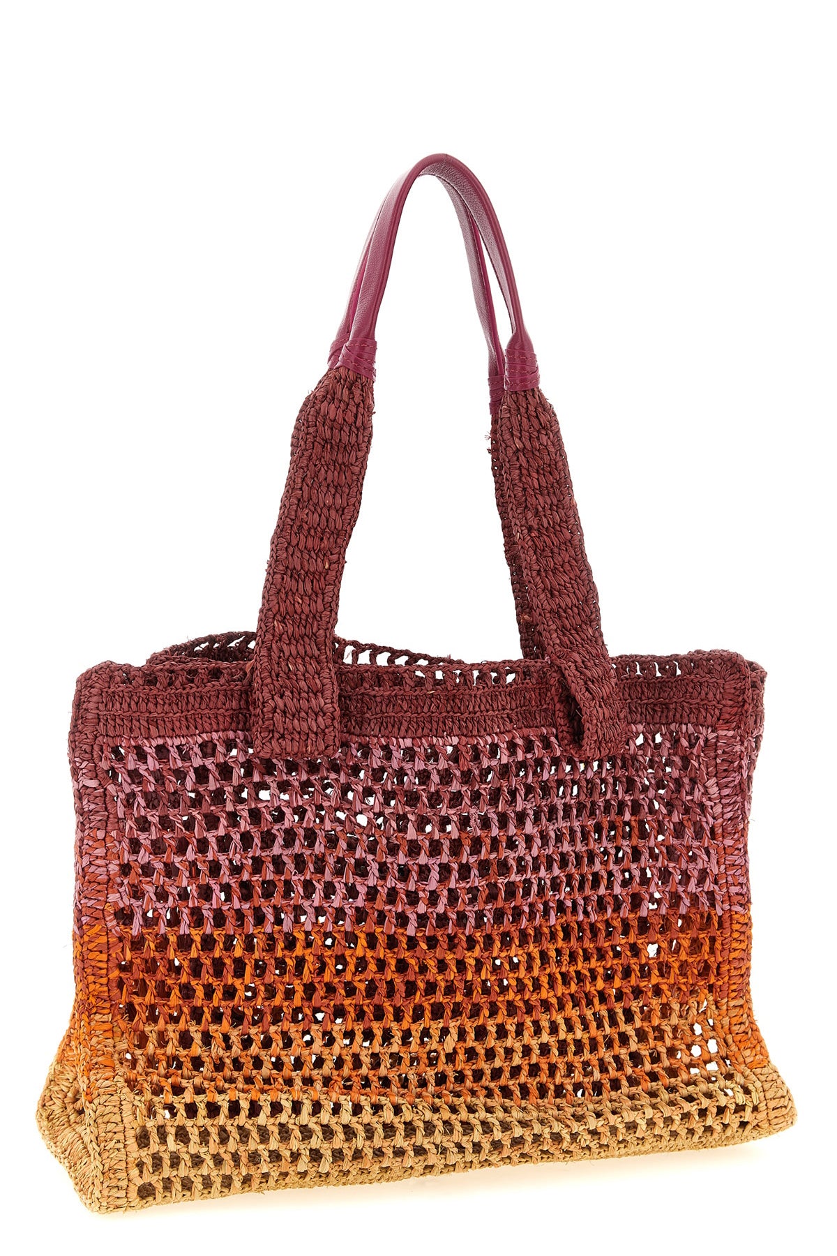 handcrafted east-west summer banana crocheted raffia shopper bag