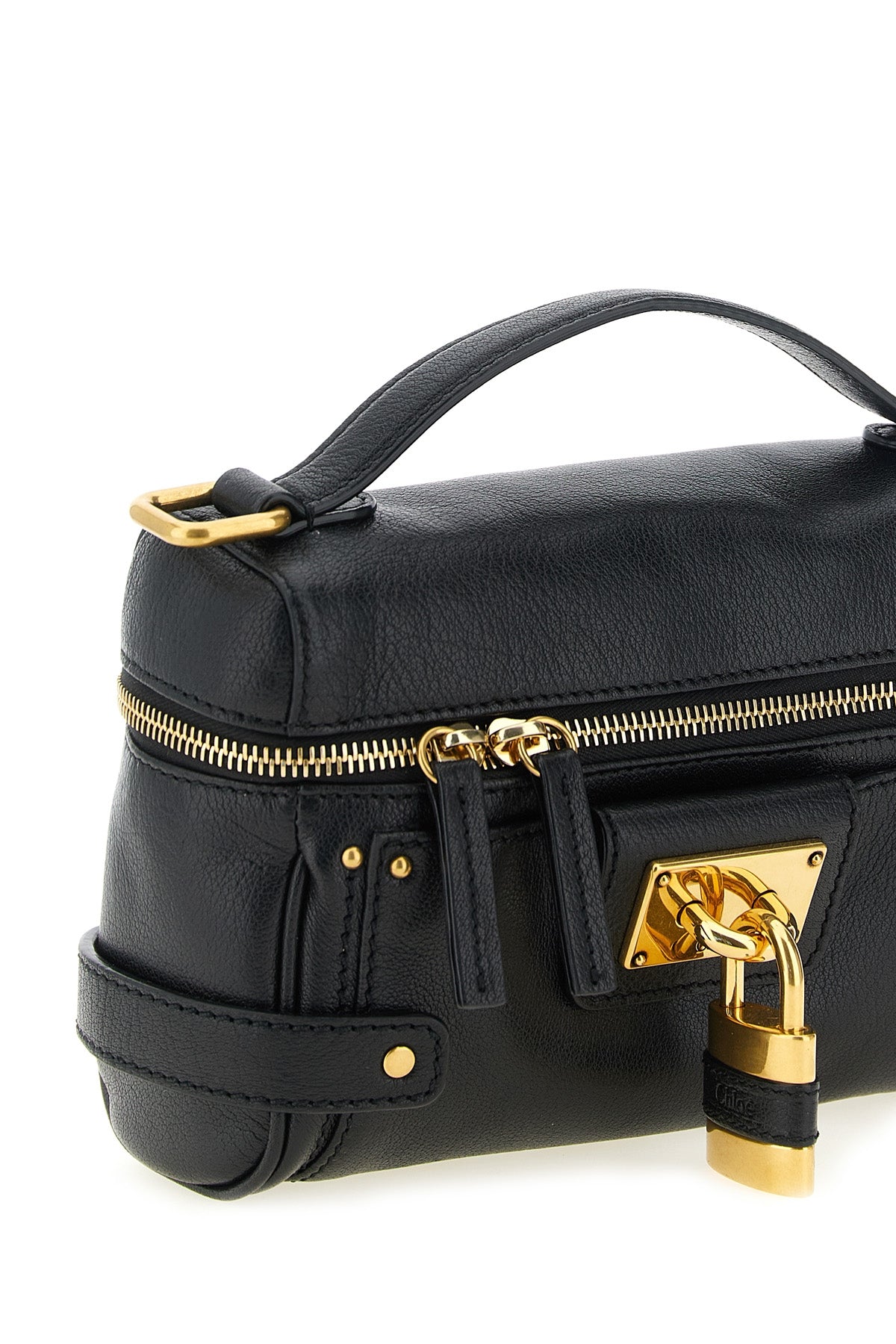 the chloé vanity paddington shoulder bag in black garnet buffalo leather stand