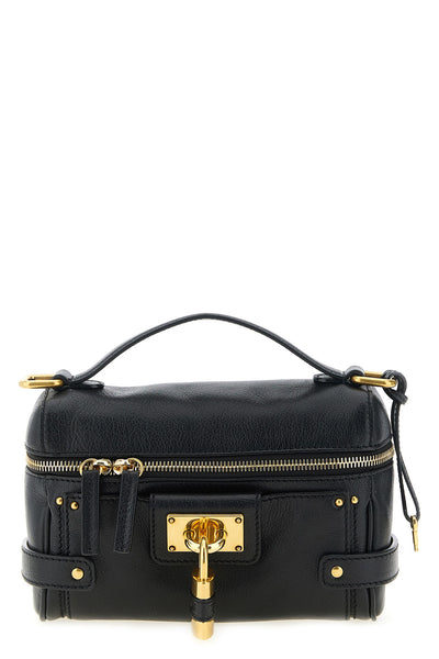 the chloé vanity paddington shoulder bag in black garnet buffalo leather stand
