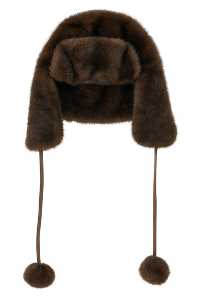 mink fur-effect fabric hat