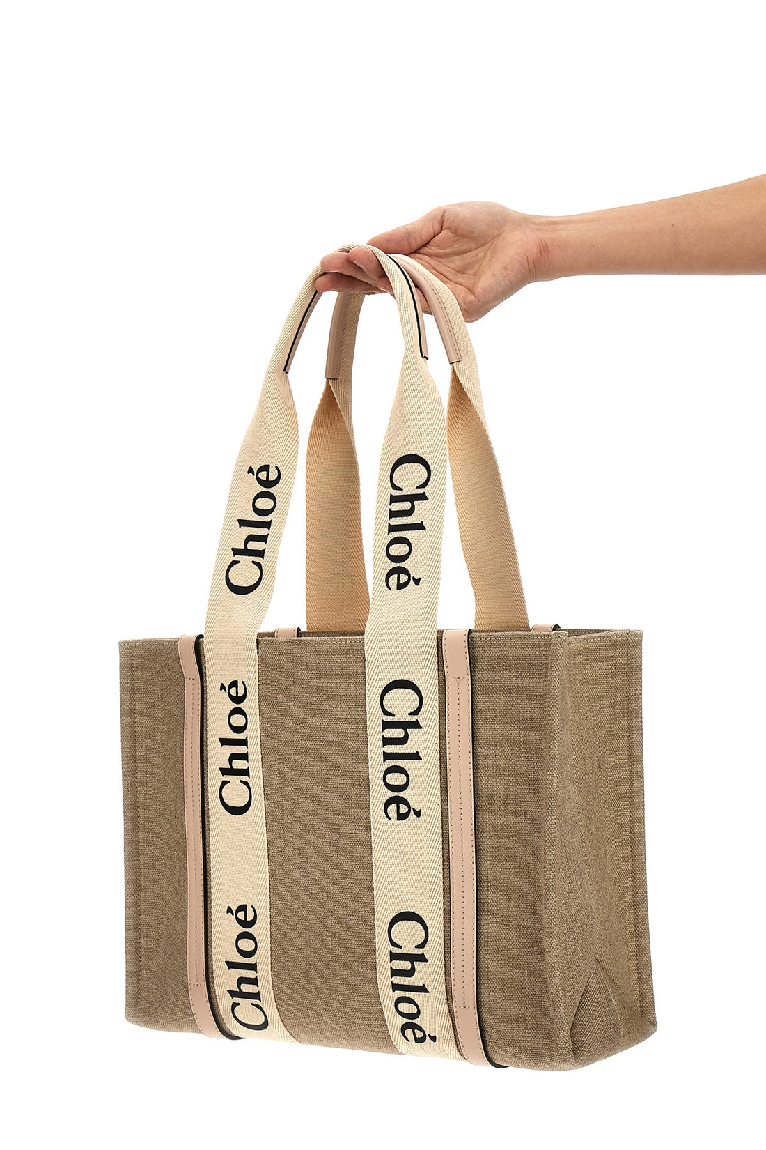 CHLOÉ OS woody medium canvas shopping bag