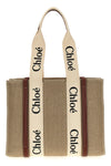 medium woody shopping bag in linen canvas