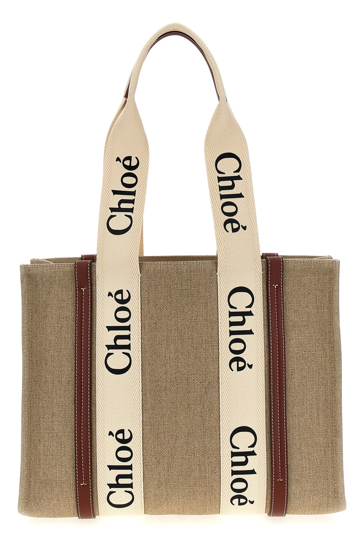 medium woody shopping bag in linen canvas