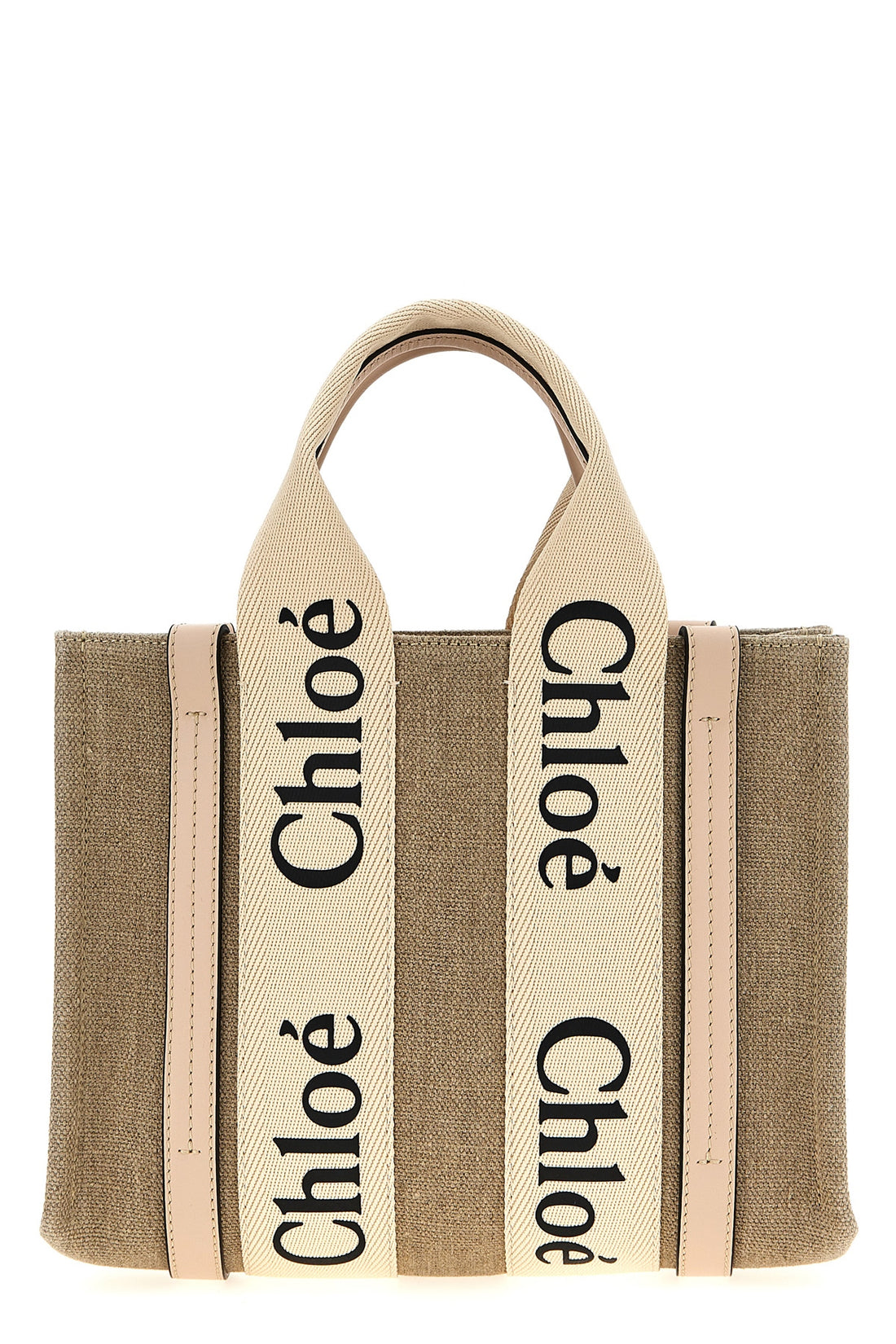 CHLOÉ OS small woody linen canvas handbag
