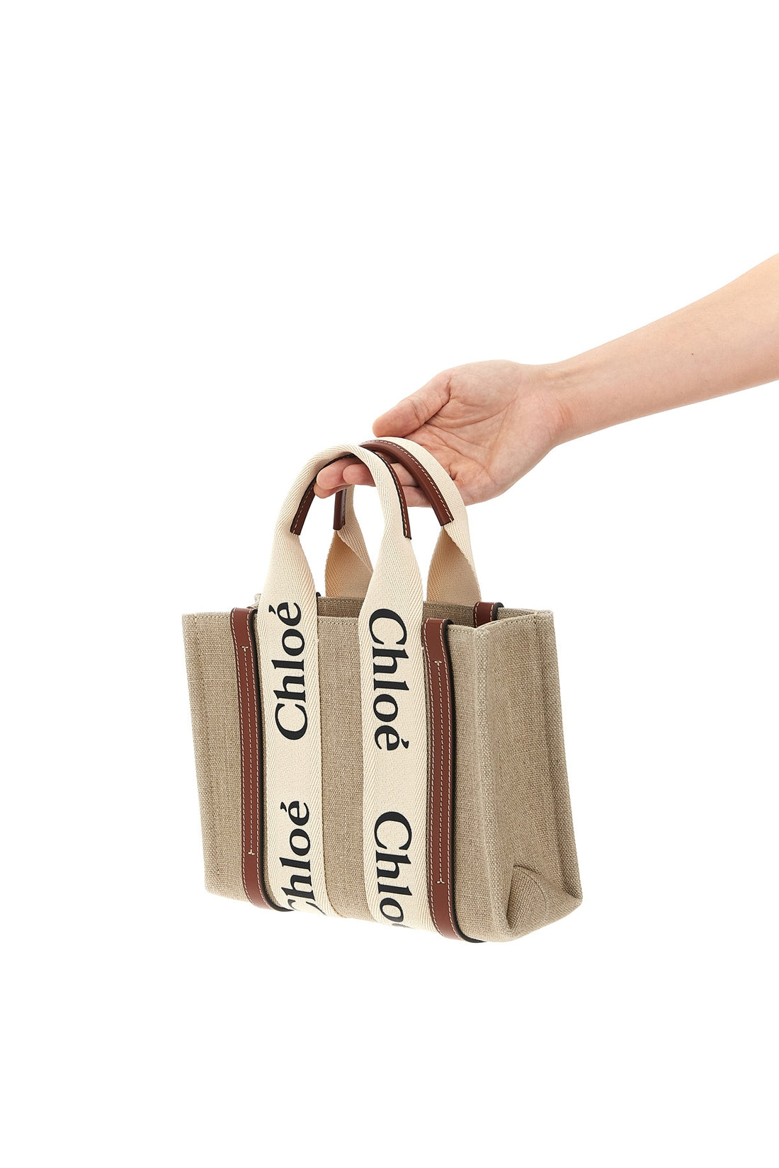 CHLOÉ OS woody small canvas shopping bag