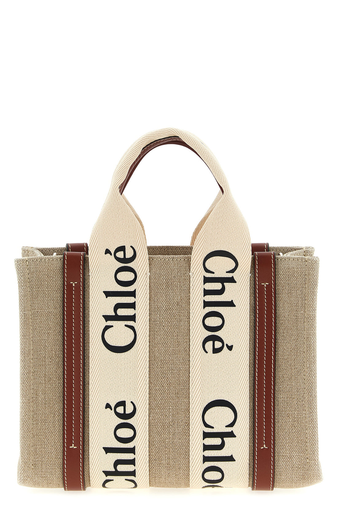 CHLOÉ OS woody small canvas shopping bag