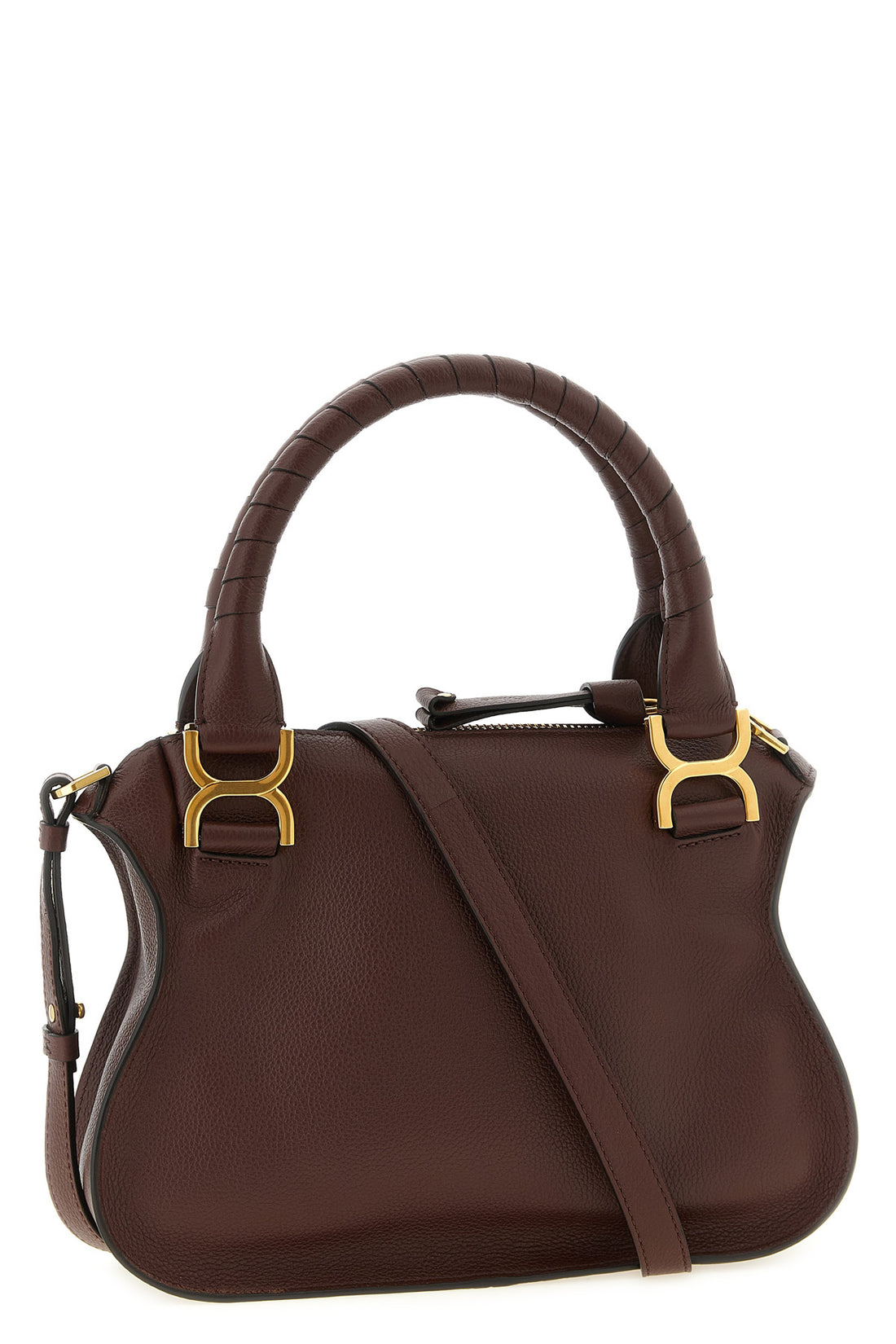 CHLOÉ OS the chloé marcie handbag is made of fine hammered calf leather in a deep brown t