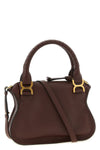the chloé marcie handbag is made of fine hammered calf leather in a deep brown t