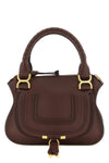 the chloé marcie handbag is made of fine hammered calf leather in a deep brown t