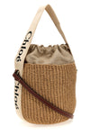 small woody straw bucket bag