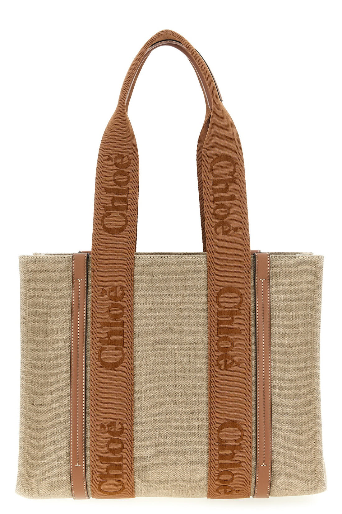 CHLOÉ OS woody medium canvas shopping bag