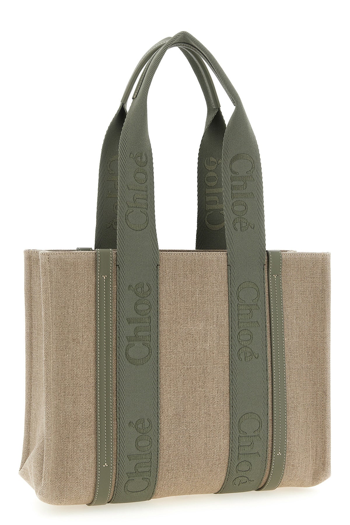 medium woody shopping bag in linen canvas