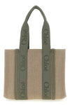 medium woody shopping bag in linen canvas
