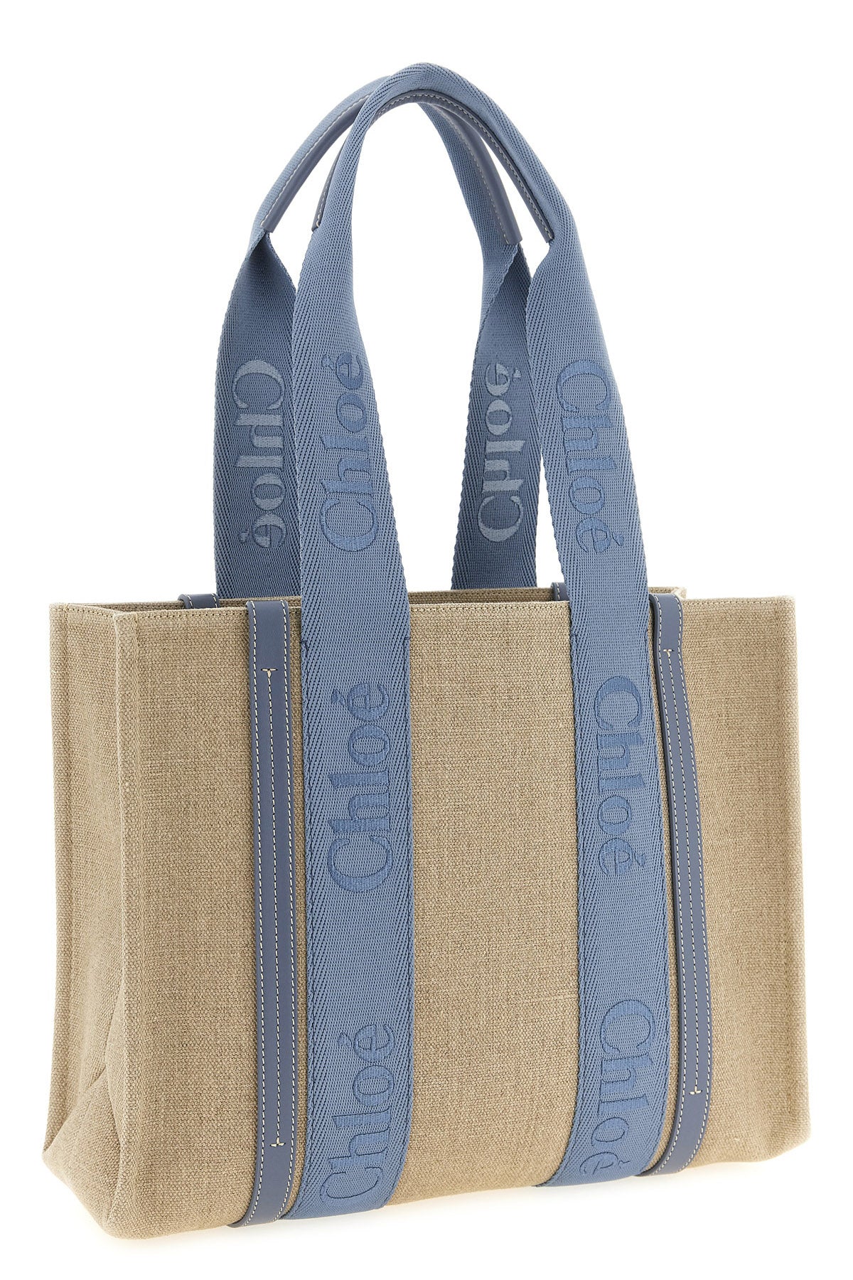 medium woody shopping bag in linen canvas
