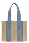 medium woody shopping bag in linen canvas