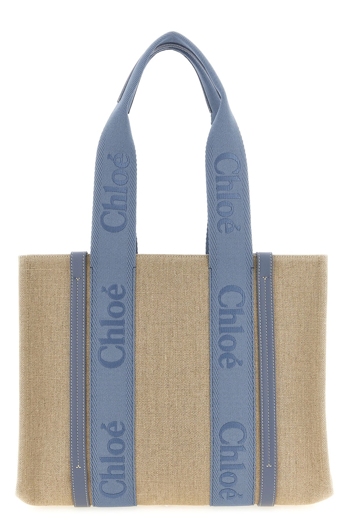 medium woody shopping bag in linen canvas