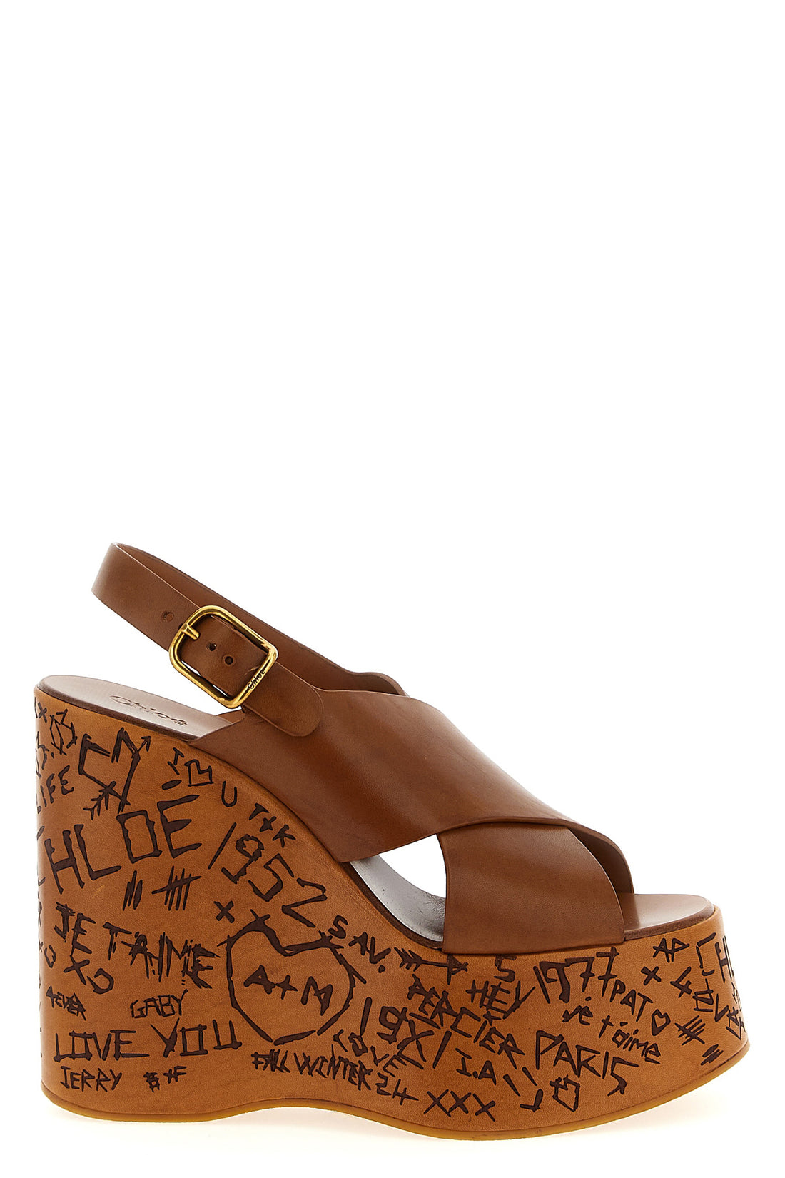 CHLOÉ 41 maxime sandals in semi-glossy cowhide leather