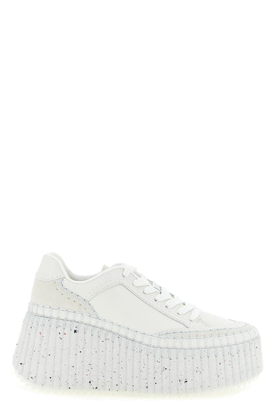 the chloe nama leather sneakers are distinguished by a bold model defined by a s