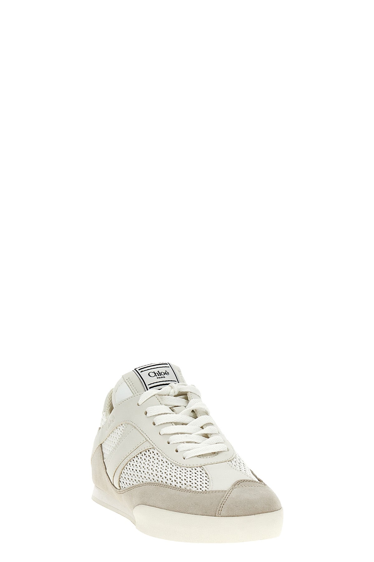 chloé kick sneakers in recycled mesh and suede