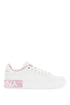 white and pink low-top sneakers for women in calfskin