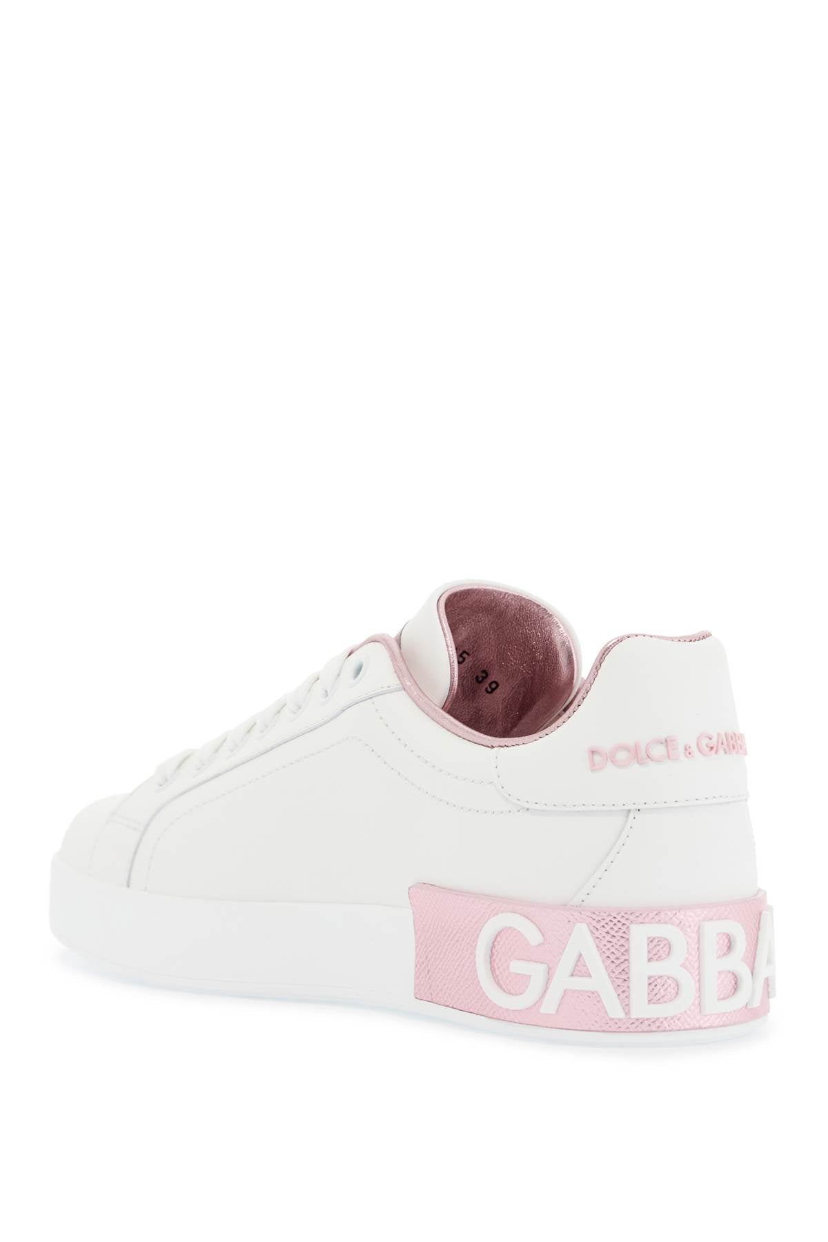 white and pink low-top sneakers for women in calfskin