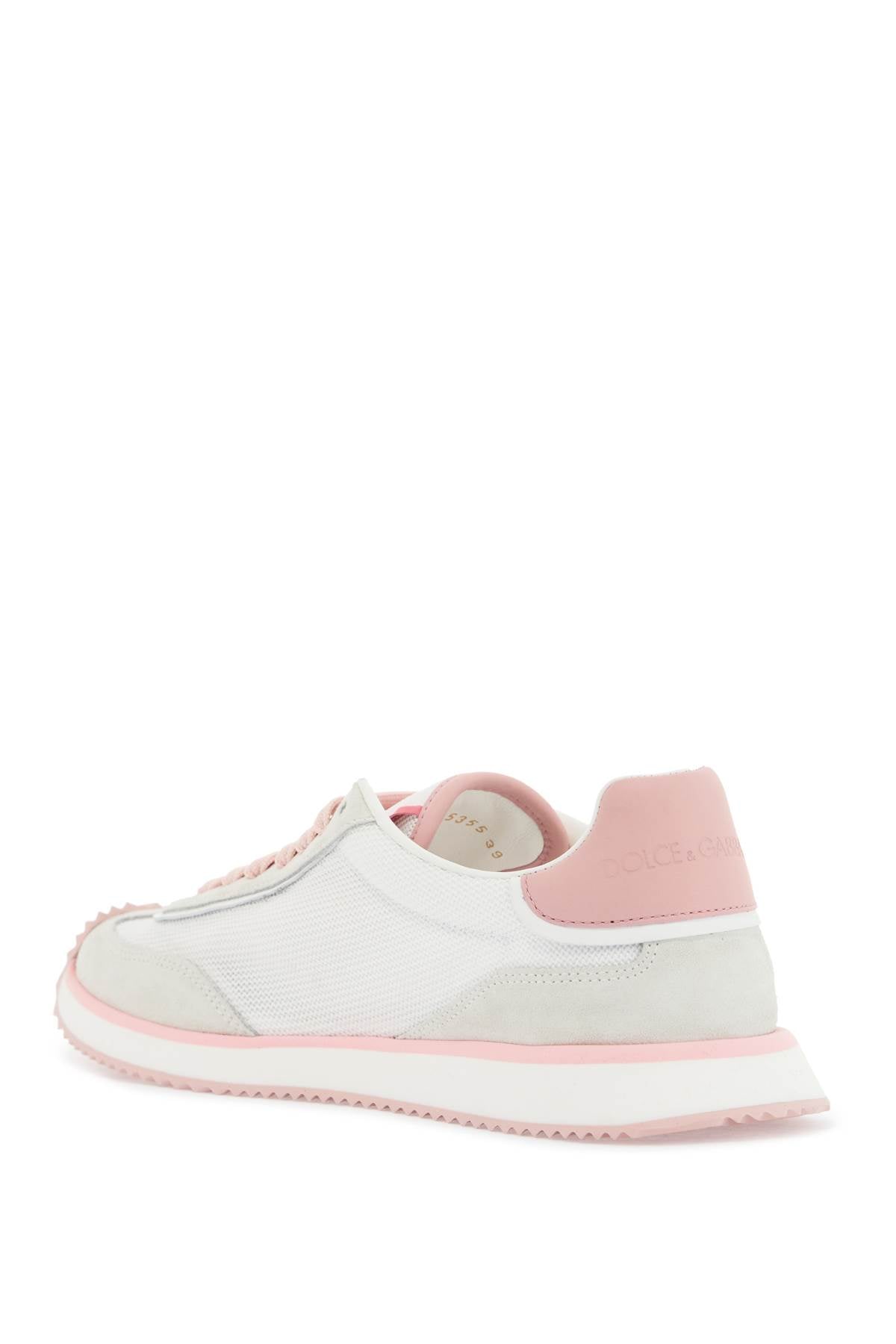 white and pink dg logo sneakers