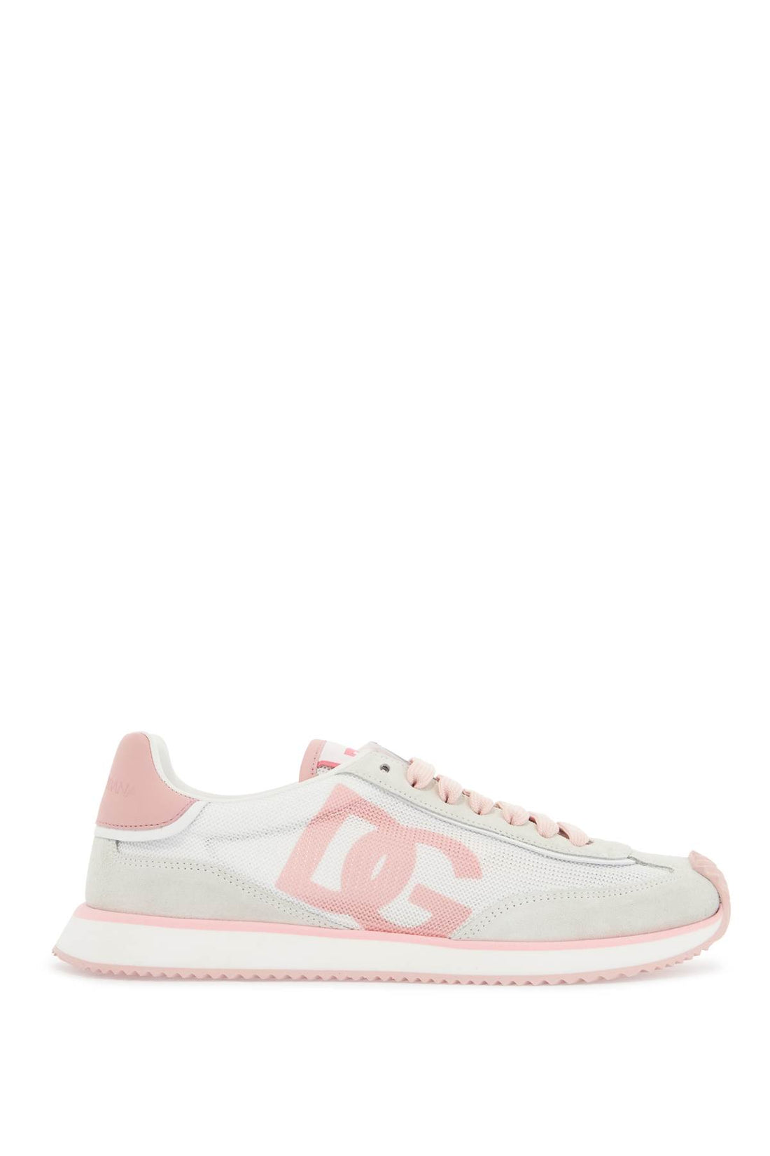 white and pink dg logo sneakers