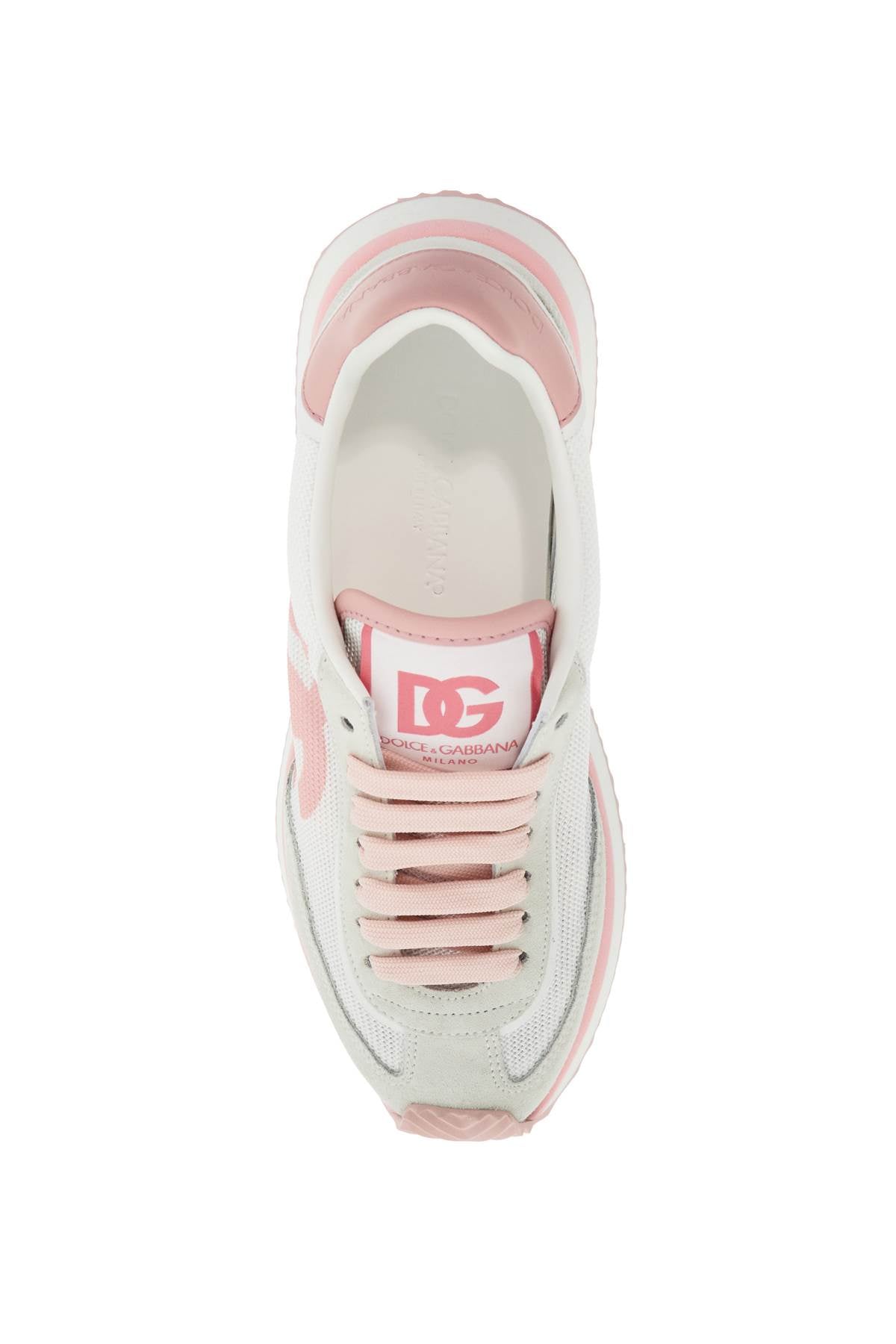 white and pink dg logo sneakers