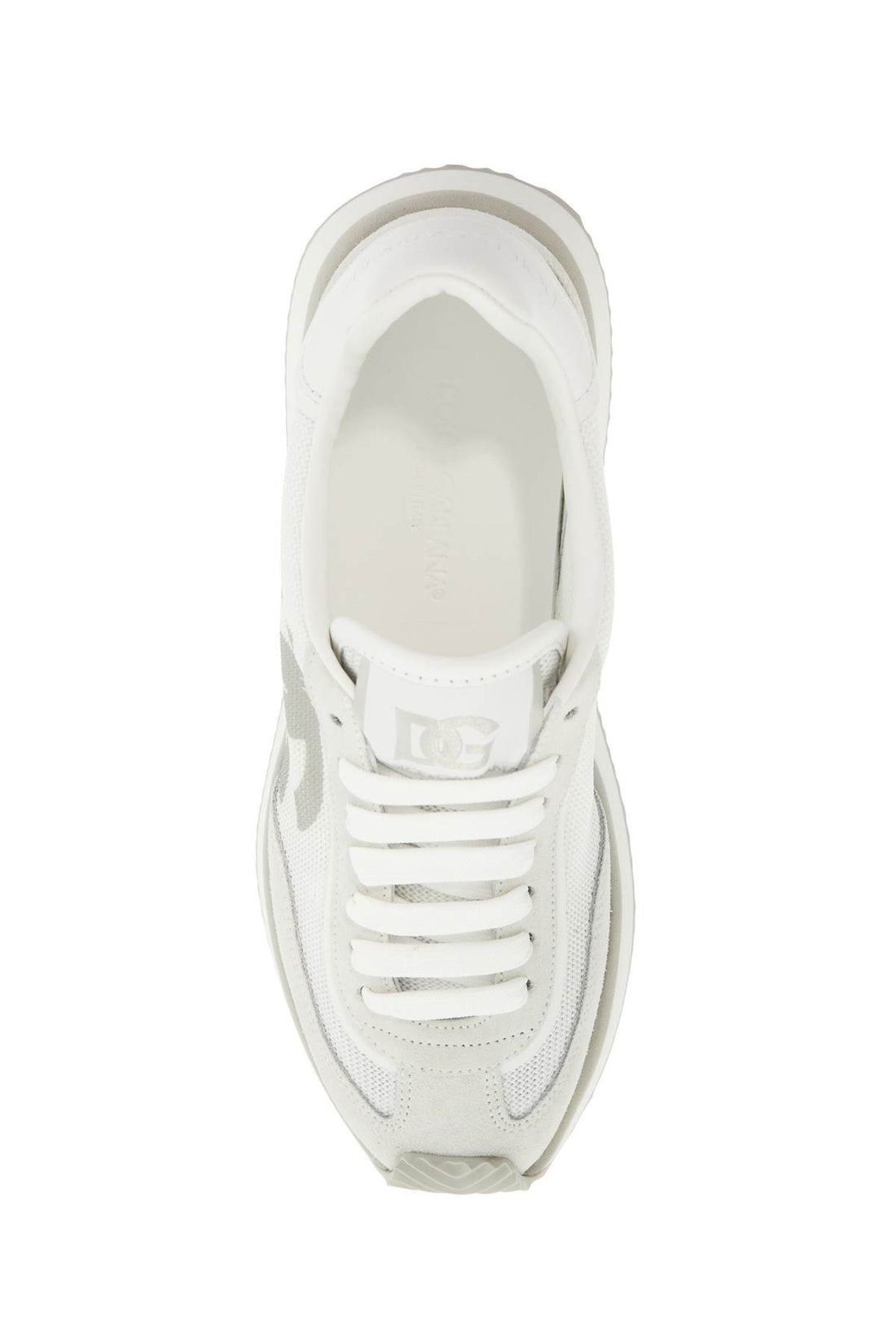 white leather low-top sneakers with dg logo