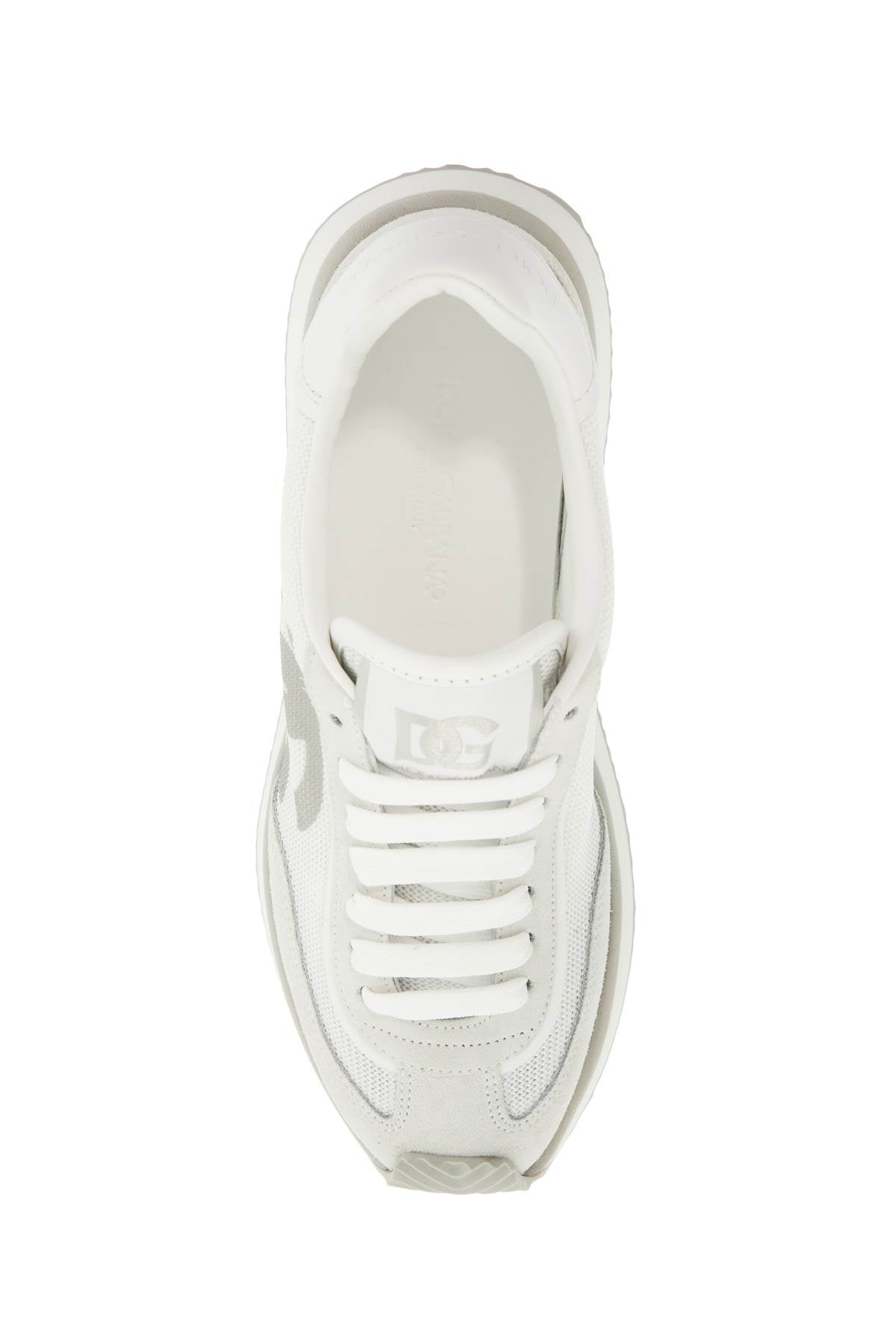 white leather low-top sneakers with dg logo