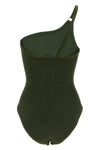 the hunza g clara swim one-piece swimsuit defines an asymmetrical silhouette thr