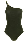 the hunza g clara swim one-piece swimsuit defines an asymmetrical silhouette thr
