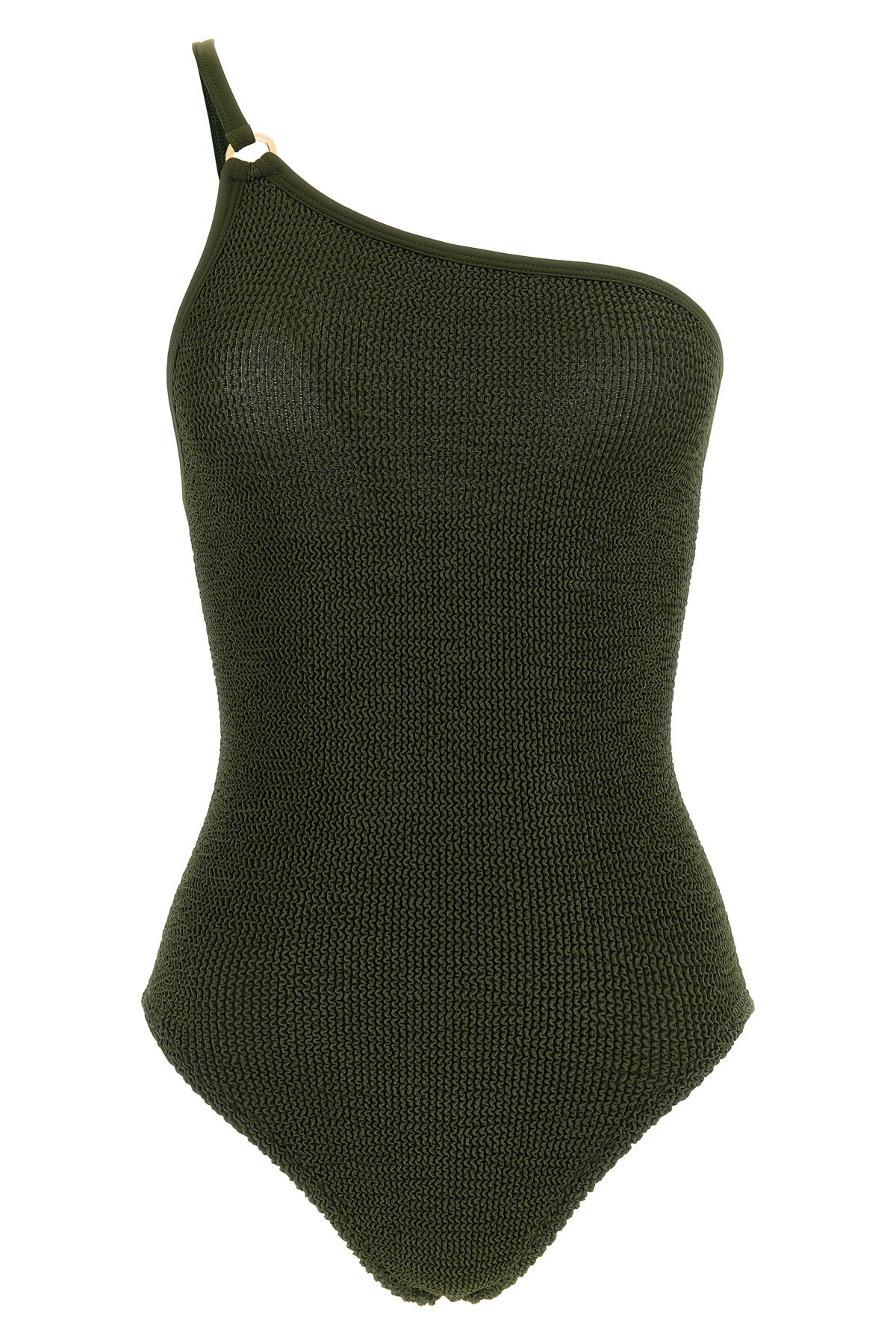 the hunza g clara swim one-piece swimsuit defines an asymmetrical silhouette thr