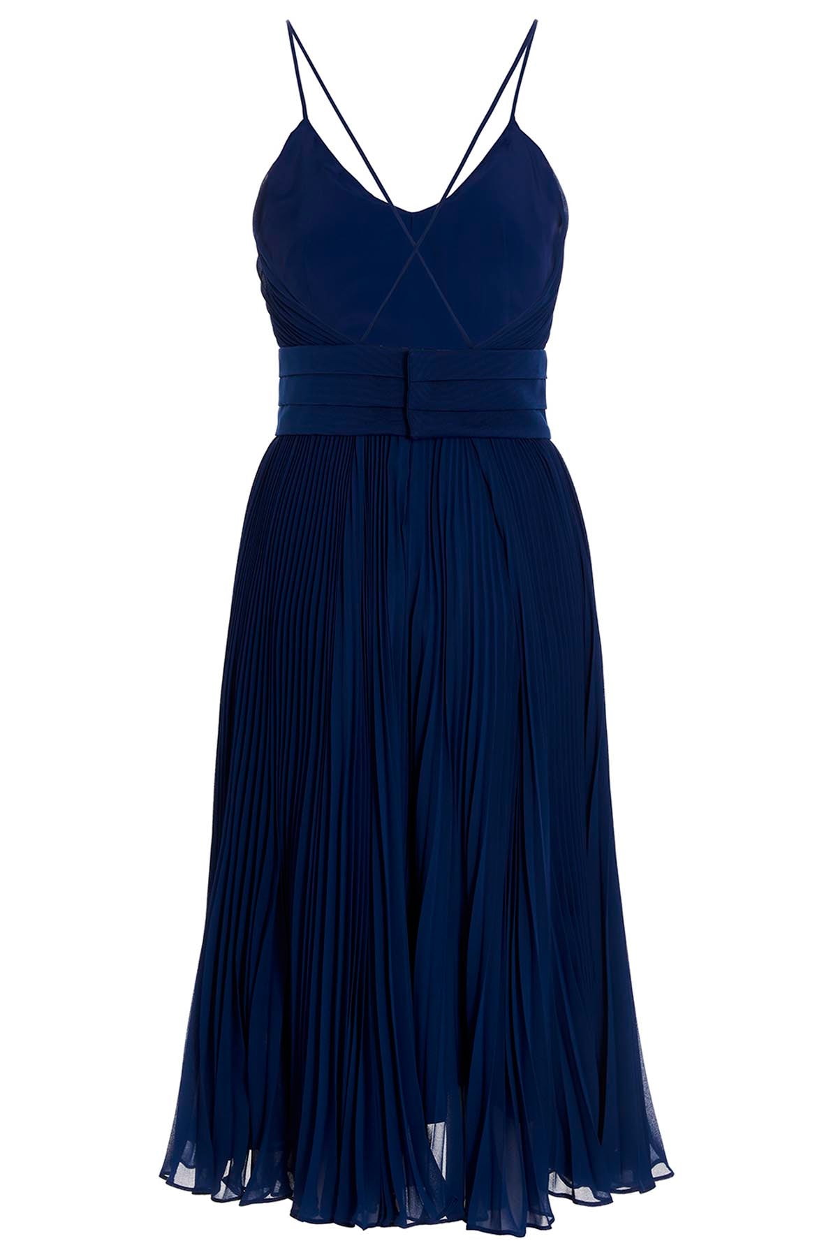 plexiglas midi dress in a pleated fabric