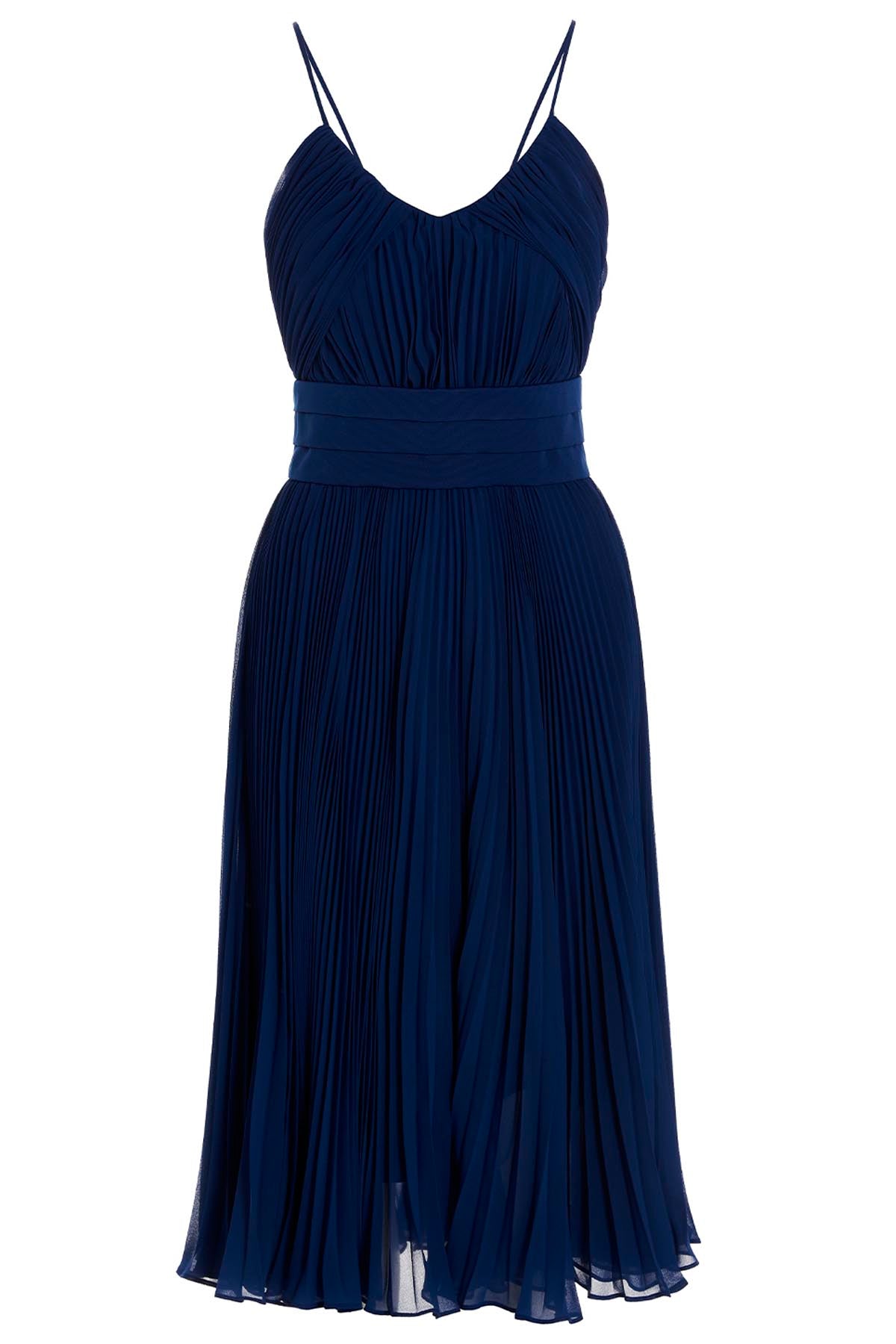 plexiglas midi dress in a pleated fabric