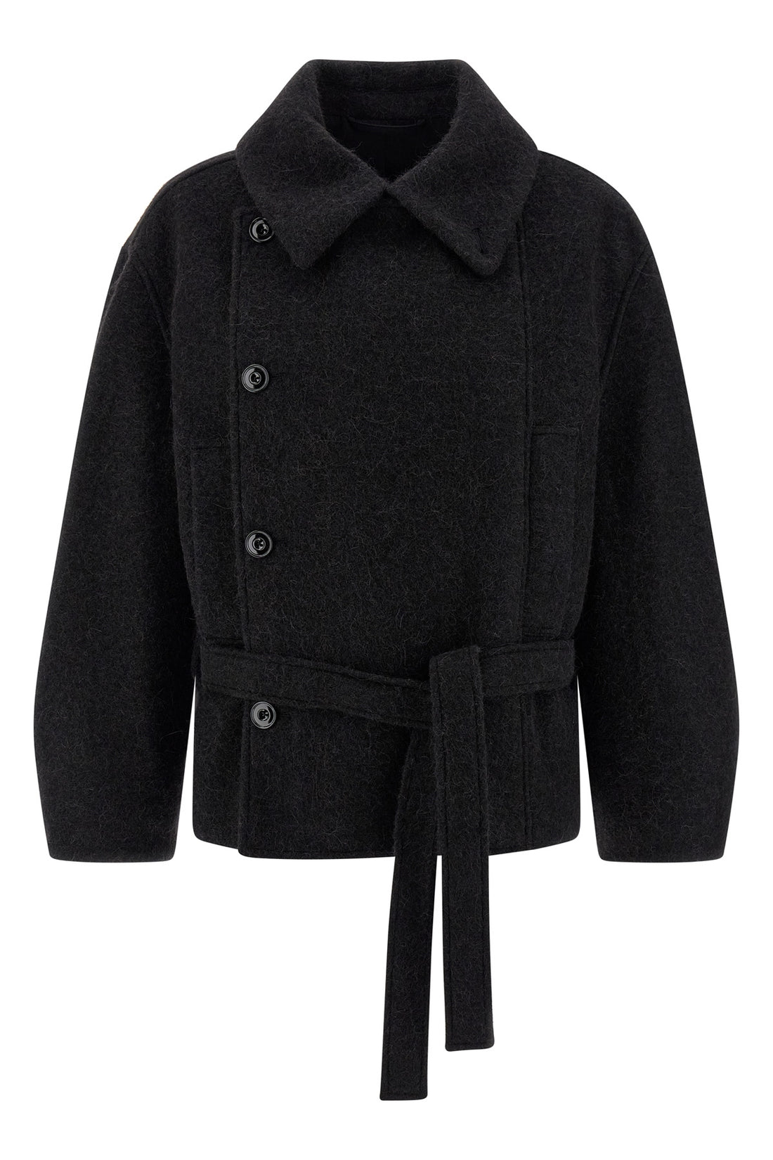 LEMAIRE 38 short asymmetrical bathrobe wool and alpaca blend coat