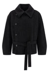 short asymmetrical bathrobe wool and alpaca blend coat