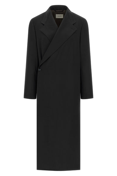 long coat in wool crêpe