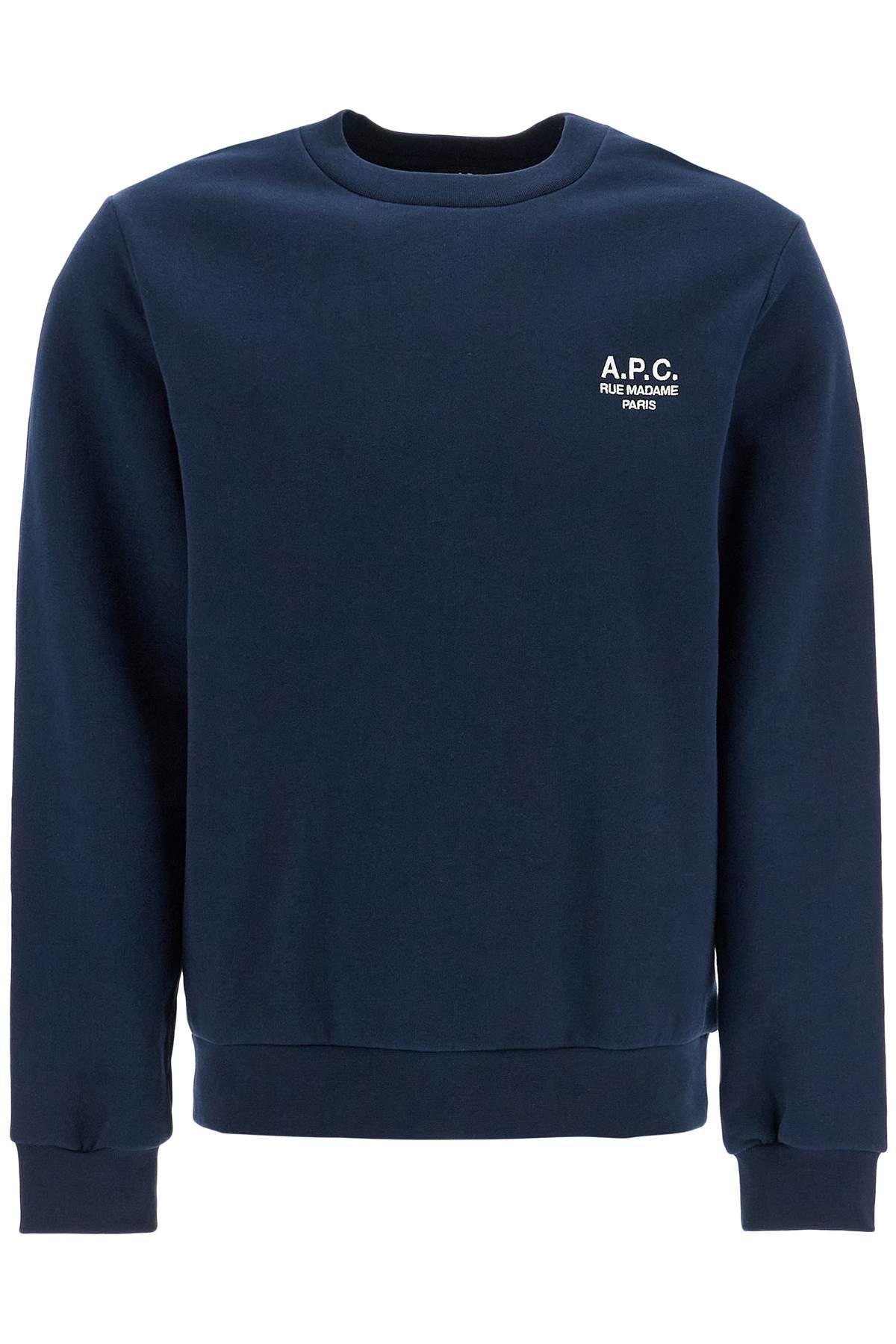 unisex dark blue organic cotton sweatshirt with embroidered logo