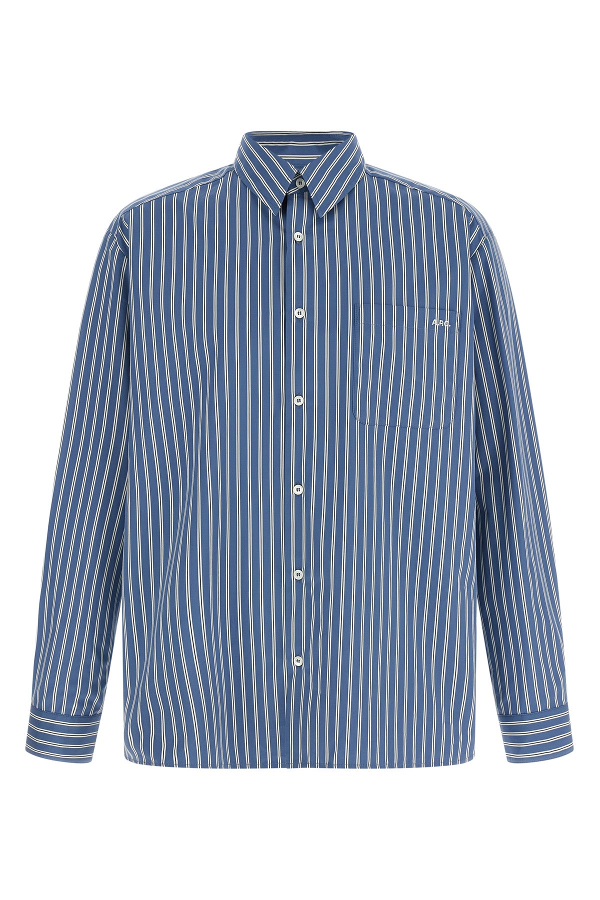 malo shirt in striped cotton poplin
