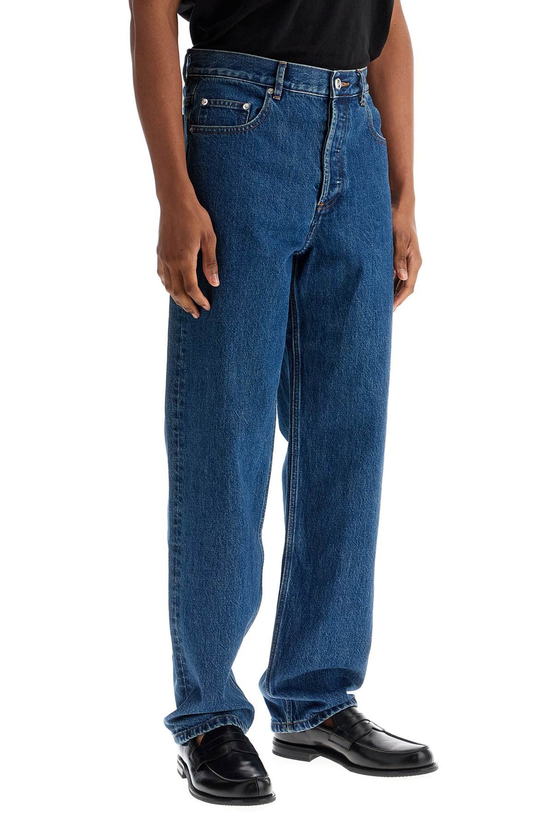 organic cotton indigo blue wide leg jeans