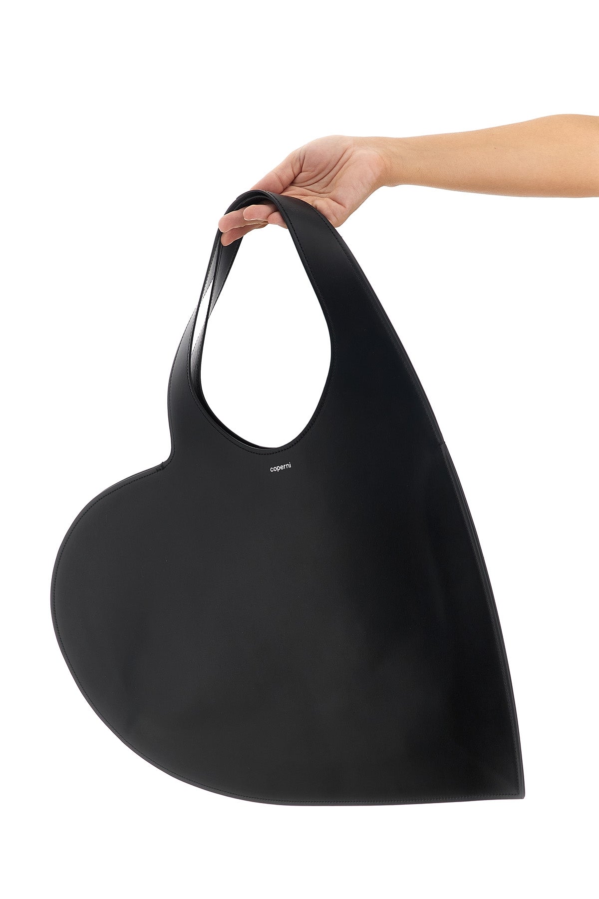 double heart shoulder bag in smooth leather