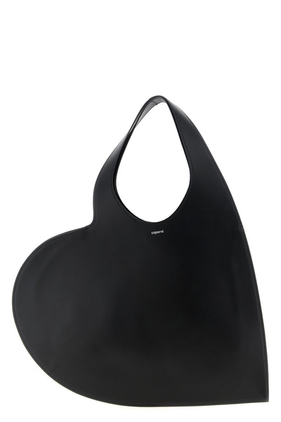 double heart shoulder bag in smooth leather