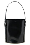 ergonomic bucket bag in smooth abrasive finish leather