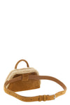 the coperni duffle belt bag camel suede belt bag is distinguished by a structu