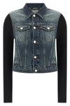 hybrid rib denim stonewashed cotton denim jacket
