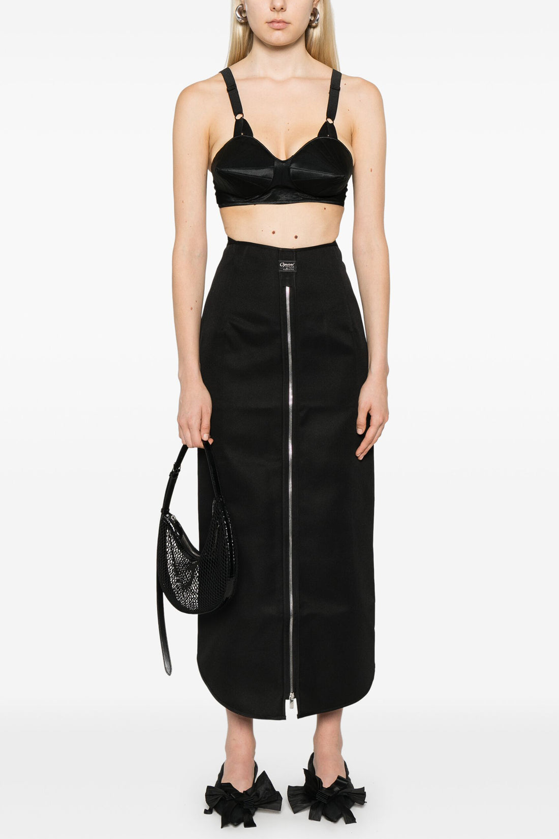 COPERNI 36 asymmetrical long zip skirt in recycled fabric