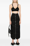 asymmetrical long zip skirt in recycled fabric