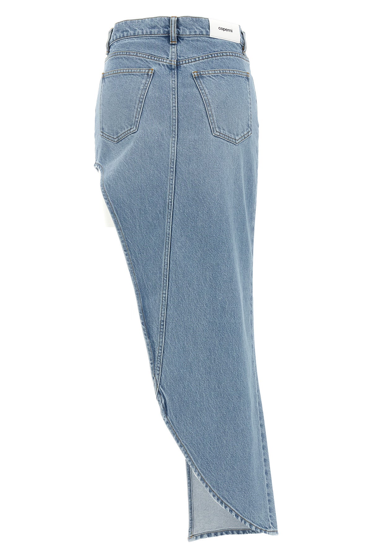 mini one-leg denim skirt in cotton denim