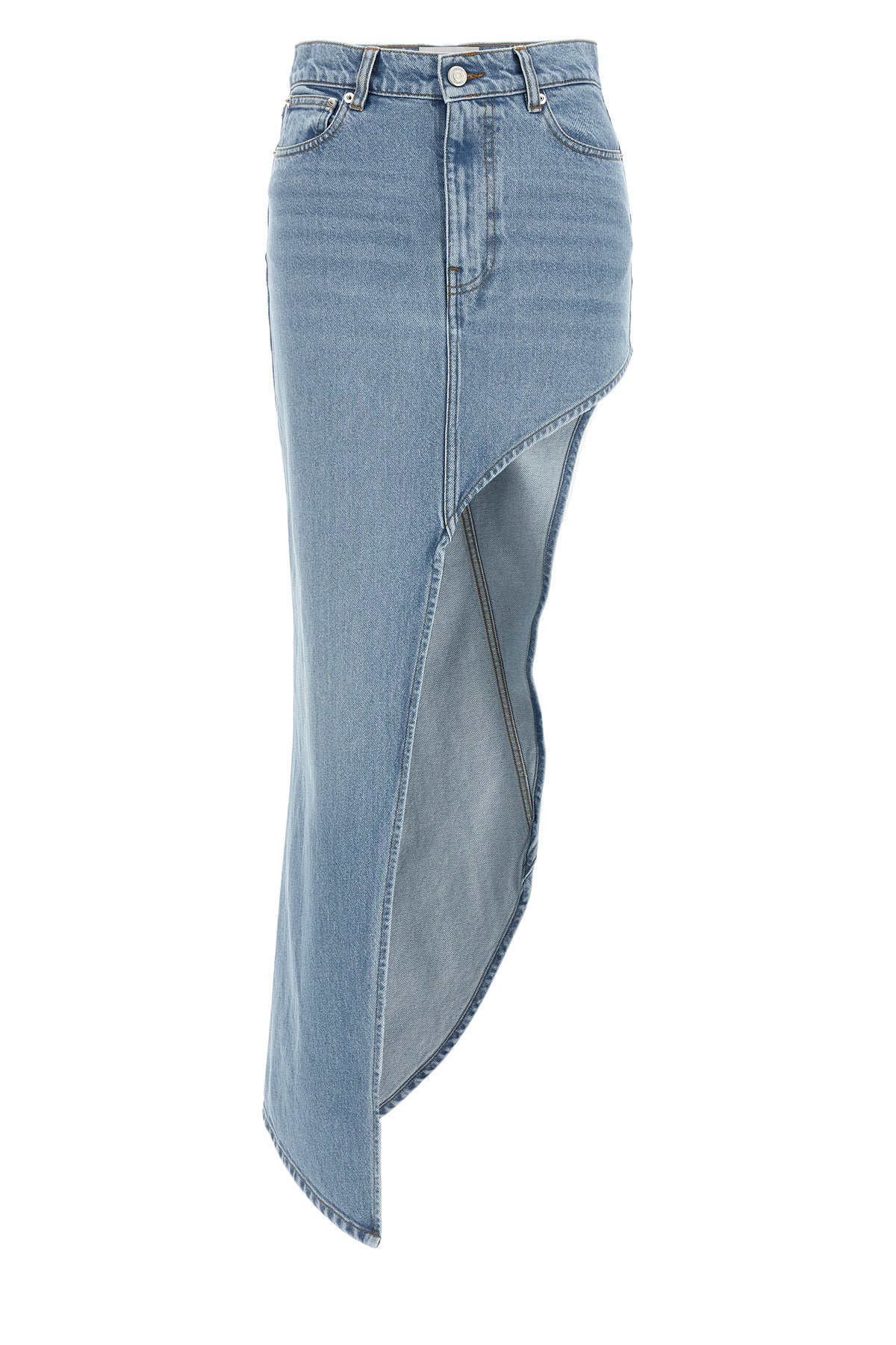 mini one-leg denim skirt in cotton denim